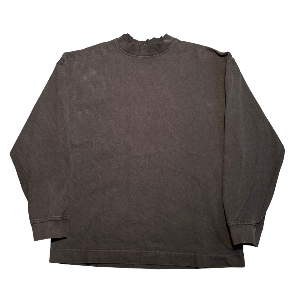 Vintage Gap Mock Neck Long Sleeve T-Shirt Faded Black Distressed Cotton USA M